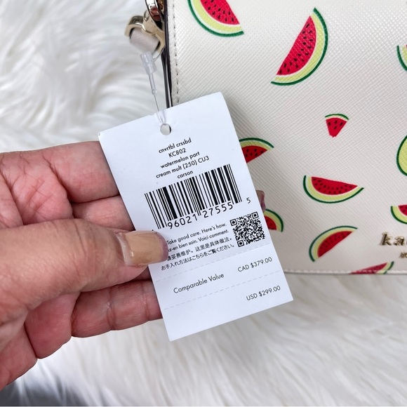 ♠️Kate Spade Carson Watermelon Printed Saffiano Convertible Crossbody Bag, Cream - Picture 5 of 7